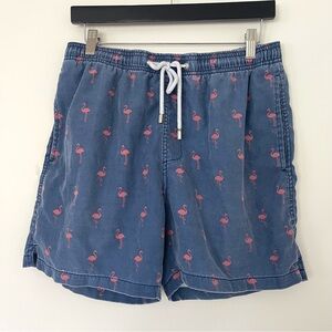 Ingear Men's Swim Shorts‎ Size S Navy Flamingo Print Drawstring Quick Dry Trunks